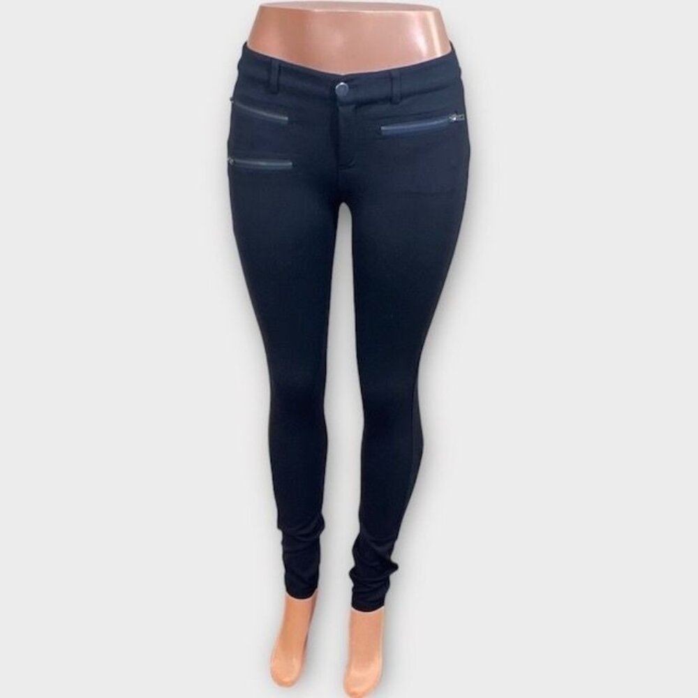 Parker Cargo Black Ponte Zipper Pants, Size 6 - Picture 2 of 10